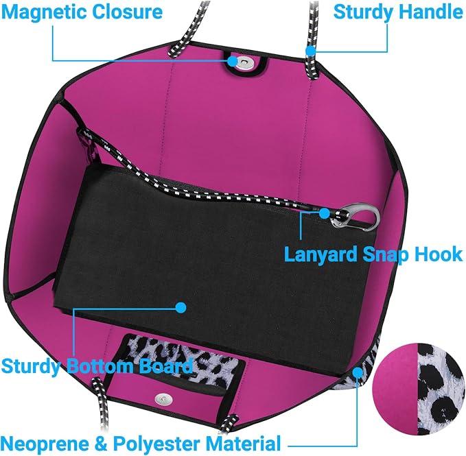 IBFUN Neoprene Bag, Large Multipurpose Beach Bag Neoprene Tote Bag with Inner Pocket for Women/Pool - Image 4