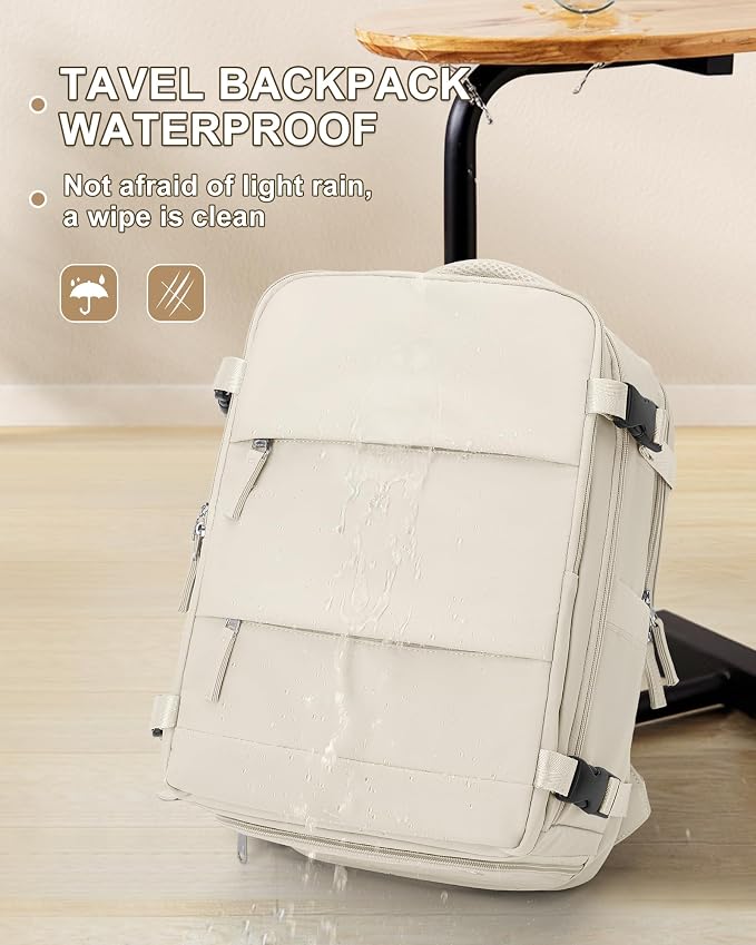 coowoz Large Travel Backpack Carry On for Women Man Gym Backpacks with Laptop Compartment Mochila de Viaje Teacher Personal Item Backpack Rucksack Airplane Accessories Must Haves Beige - Image 8