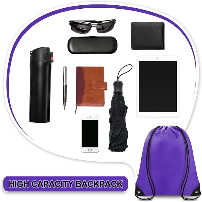 Grneric Drawstring Bags Bulk 14 Pcs Drawstring Backpack Bulk Cinch Bag Sackpack for Men Women Gym (Purple) - Image 4