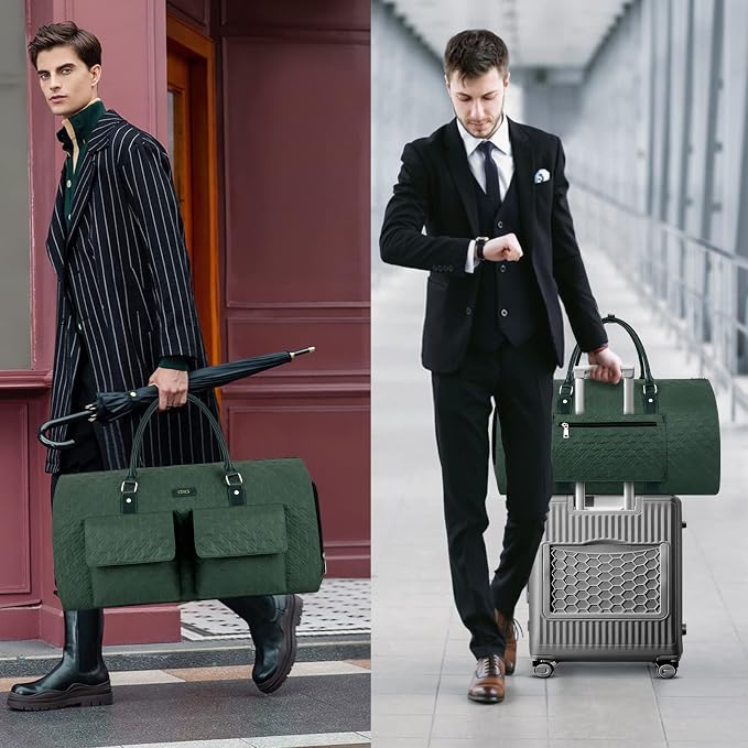 Garment Bag for Travel With Toiletry Bag Convertible Carry On Weekender Bag Large Travel Duffel Bags for Women 2 in 1 Hanging Suitcase Suit Travel Bags for Women & Men 3pcs Set (H-Green) - Image 5