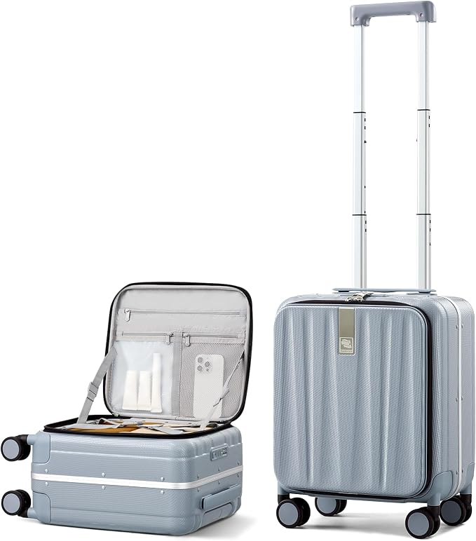 Hanke 16 Inch Underseat Carry On Suitcases with Wheels,Lightweight Hard Shell Carry on Luggage for Weekender,Top Opening Small Suitcase,Travel Luggage for Womem Men,Grey by Hanke