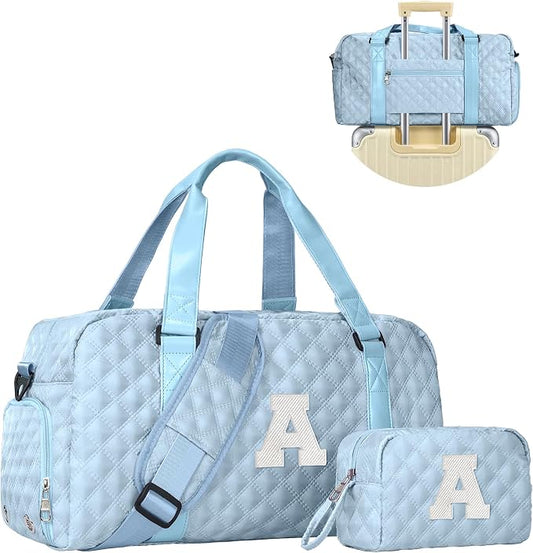 Elilier Initial Travel Duffle Bag Women Girls Gift: Personalized Weekender bags, Dance Cheer bag Sports for Girl, Kid Gymnastics Bags, Birthday Gifts for Women Girls Kids Teens Mom Teacher by Elilier