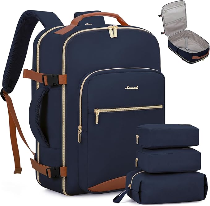 LOVEVOOK 40L Travel Backpack Flight Approved Carry on Backpack,3 Packing Cubes,Waterproof Personal Item Travel Bag,TSA Carry on Luggage Suitcase Travel Essentials,Gifts for Women & Men,fits 17" Laptop by LOVEVOOK