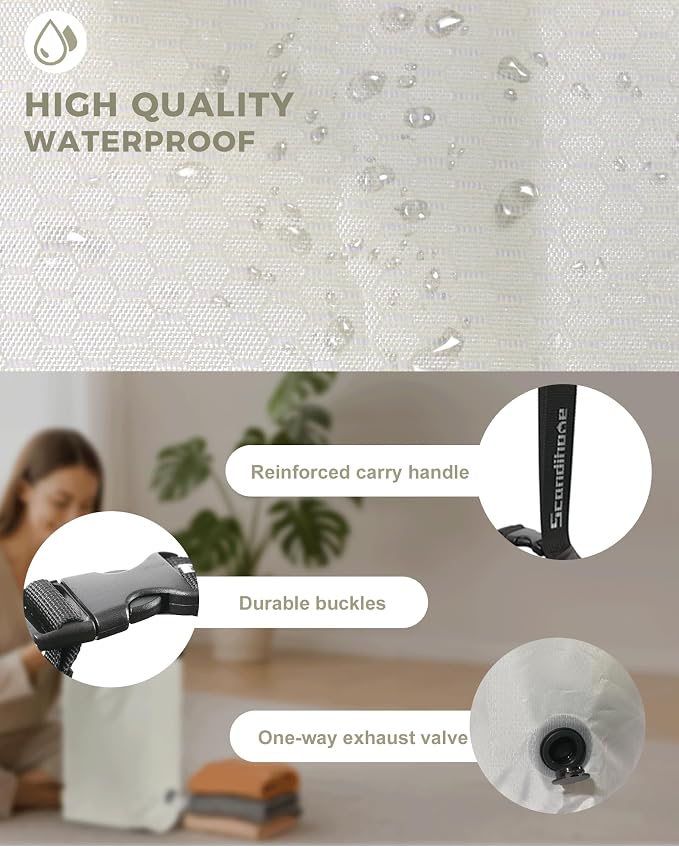 Travel Laundry Bag, Pump-free Vacuum Compression Dirty Clothes Bag, Large Reusable Waterproof & Washable Laundry Bag, Wet and Dry Bag, Ideal for Suitcases, Laundromats (1 Pack) White - Image 4