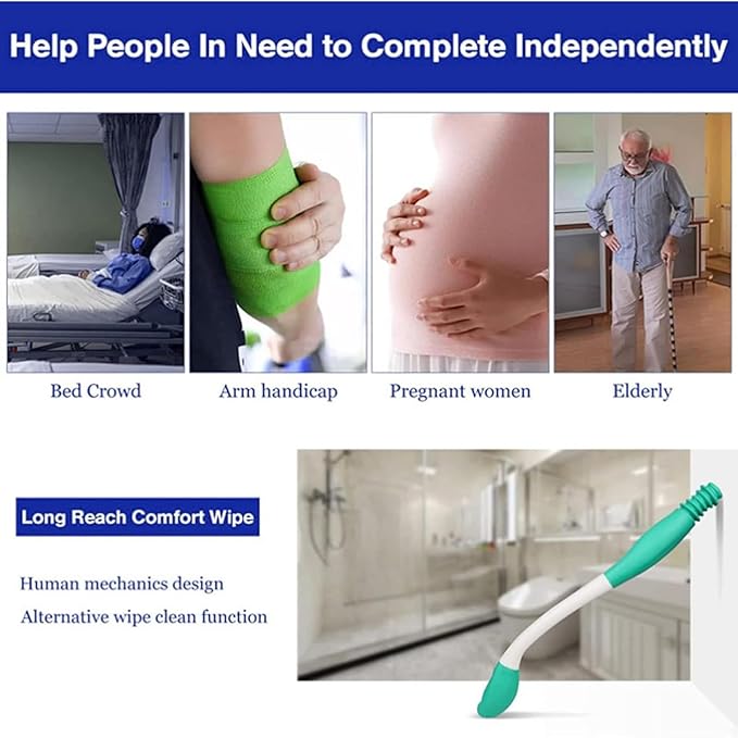 Butt Wiper Tool - Personal Hygiene Aid, Butt Wiping Tool and Bidet Body Brush, Body Cleaning Aid for Seniors, Disabled, Hospital Patients, Daily Use, Travel, Toilet, Shower, and Home Care