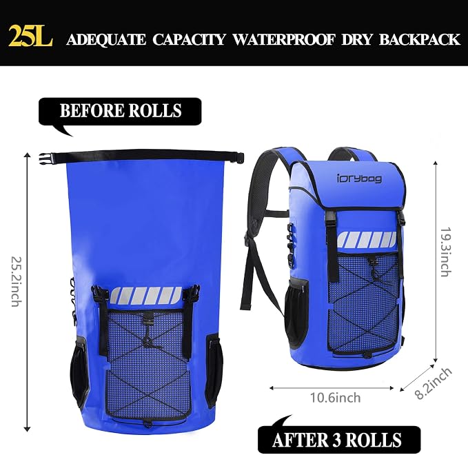 IDRYBAG Waterproof Backpack for Men 25L/45L, Dry Bags Kayak, Dry Backpack Camping Hiking - Image 3