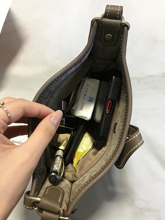 Purse Organizer Insert for Luxury Bag - Satin & Lightweight Fabric with Inside Pockets, Portable for Commute, Travel, Shopping, and Evening, Multicolor Options, Fits Evelyne 40 TGM(Etoupe grey, TGM) - Image 2