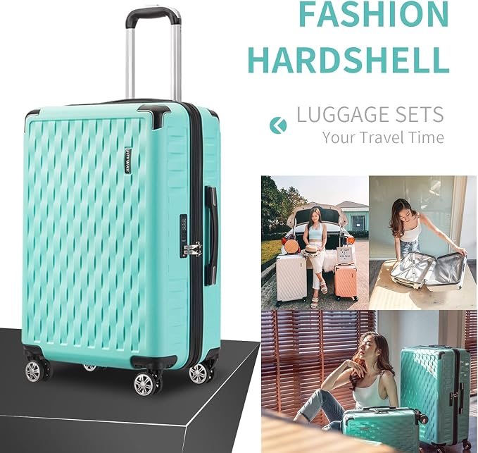 Melalenia Luggage 10 Piece Sets Clearance,Large Travel Suitcase Set Spinner Wheels with TSA Locks,Hard Shell Luggage Sets for Women (10Pcs Green) - Image 7