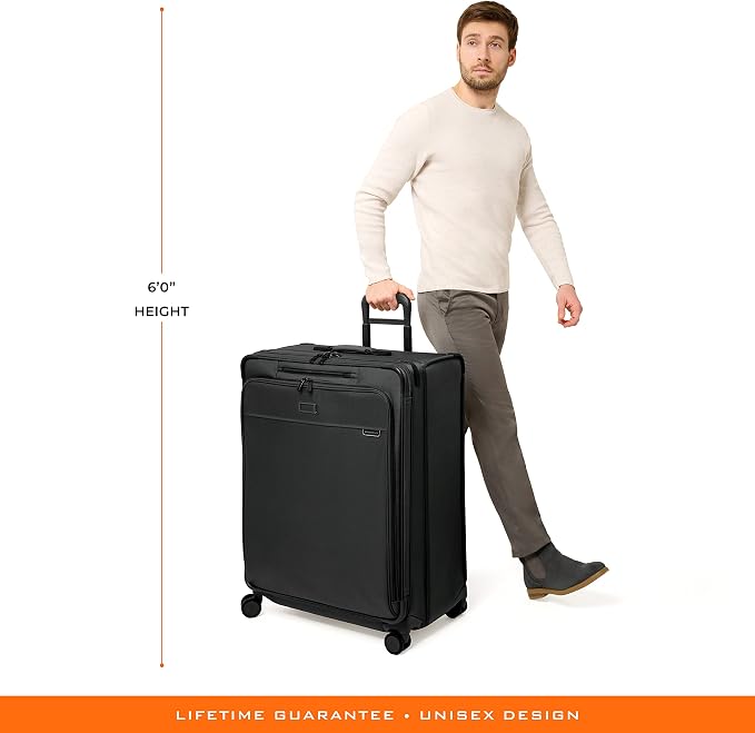 Briggs & Riley 31" Extra Large Expandable Spinner - Checked Luggage for Travel, Suitcases with Wheels, Softside Rolling Bag for Men & Women, Self-Repairing Zipper - Baseline Collection, Black - Image 18