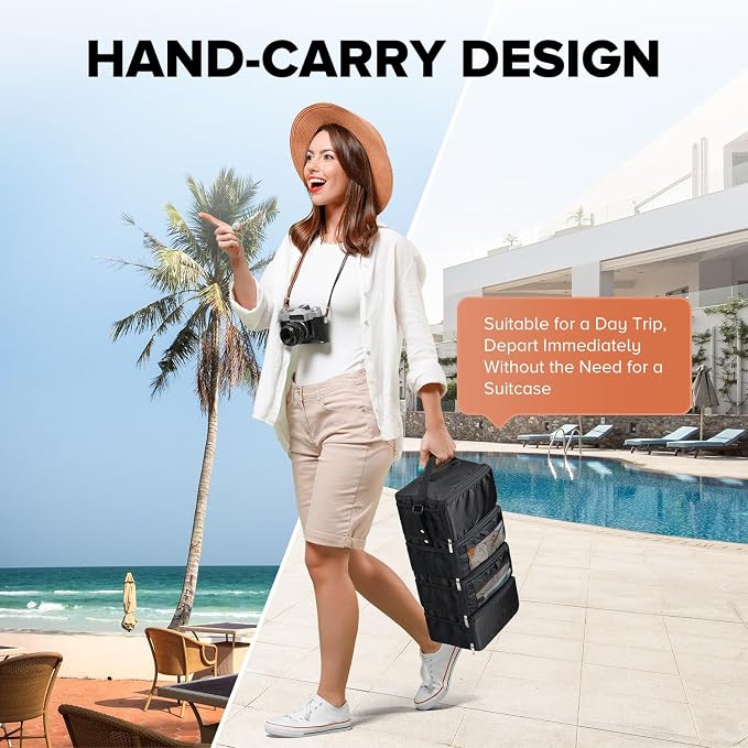 Suitcase Organizer, Travel Luggage Organizer Hanging Shelves Packing Cube Closet/Collapsible Portable Travel Organizer for Carry-on - Image 5