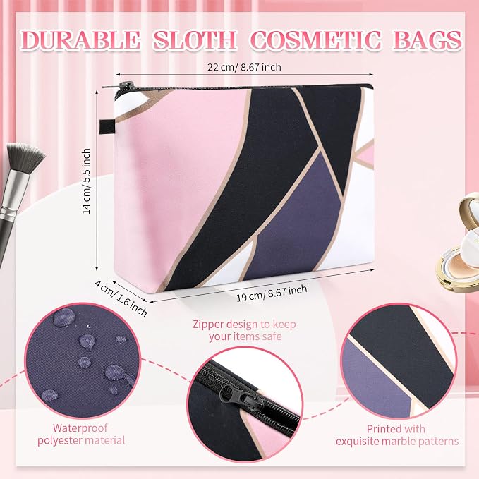 Dunzy 16 Pcs Bulk Makeup Bag for Women Appreciation Gifts for Teacher Canvas Cosmetic Bags with Zipper Pouches Waterproof Travel Toiletry Organizer for Girls Mother Teacher Nurse Bridesmaids (Marble) - Image 2
