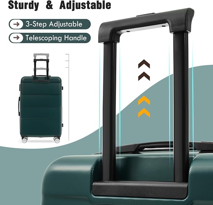 Merax Luggage Sets of 3 Piece Carry on Suitcase Airline Approved, | Hardcase Suitcase Set with Double Spinner Wheels,20+24+28 inch - Image 5