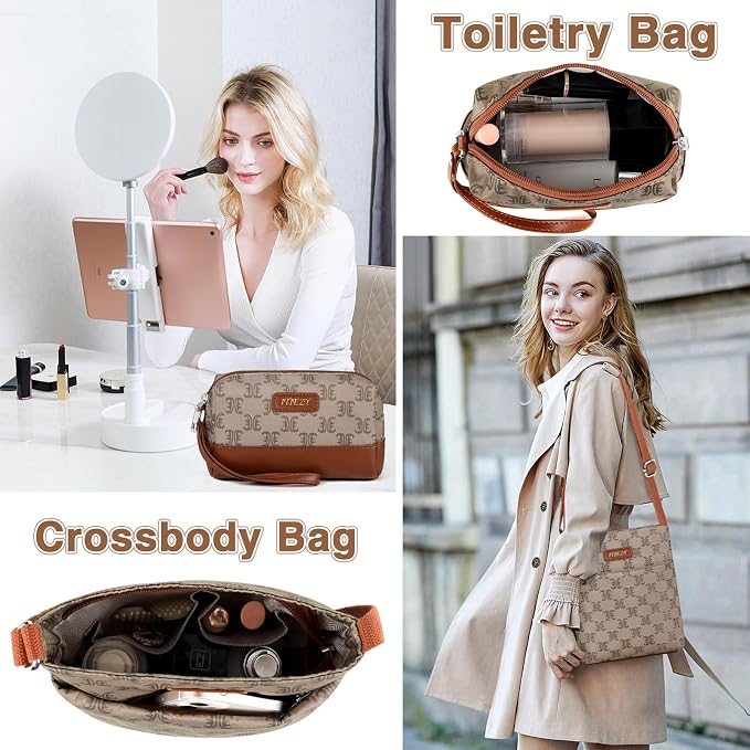 ITIEZY Weekender Overnight Bag for Women - Large Travel Duffel Bag with Shoe Compartment, Gym Duffel Bag Hospital Bag Carry On Tote Bags for Airplanes with Crossbody Bag Toiletry Bag 3Pcs Set - Image 4