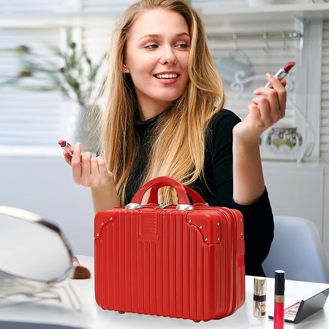 11L Makeup Travel for Women Girl, Hard Shell Vanity Cases with Elastic Band and Zipper, Portable Waterproof ABS Cosmetic Case for Travel - Image 2
