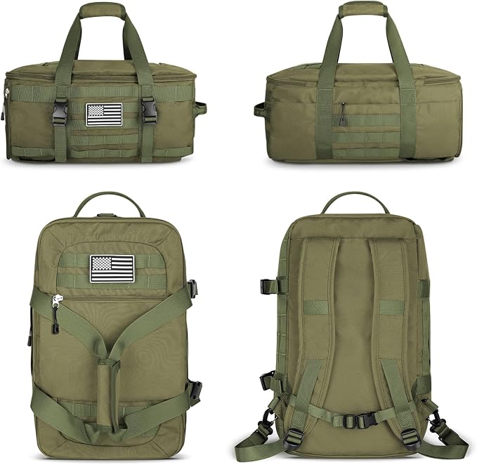 Gym Bags for Men Women, Military Duffle Bag Backpack with Shoe Compartment, 3 in 1 Carry on Bag Travel Backpack with Wet Pocket, Weekender Overnight Range Bag for Workout Football Gym, Green - Image 5