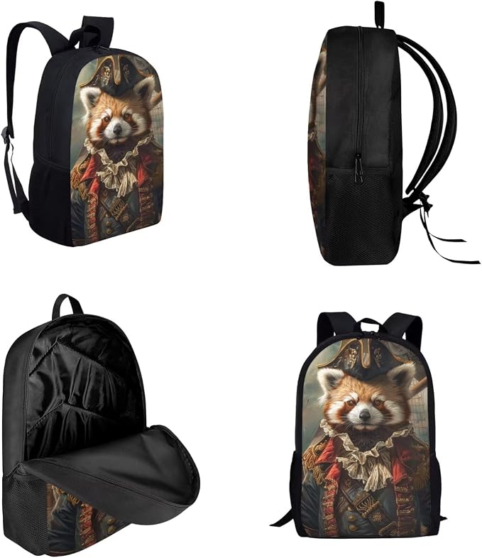 17 Inch Animal Pattern School Backpack And Lunch Box Set for Kids Lightweight Red Panda Print Backpack for Boys Girls Sturdy School Bag with Insulated Lunchbox Pencil Case Student Bookbag - Image 3