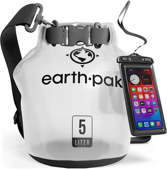 Earth Pak Waterproof Dry Bag - Roll Top Waterproof Backpack Sack Keeps Gear Dry for Kayak with Waterproof Phone Case by earthpak