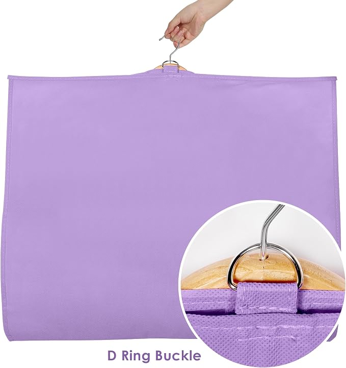 Univivi Kids Garment Bags for Dance Costumes With Full Zipper, Garment Bags for Hanging Clothes With 3 Medium Clear Zipper Pockets for Dance Costume Storage (Purple) - 8 Pack - Image 4