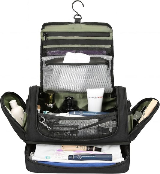 TANGCORLE Toiletry Bag for Men, Handing Travel Toiletry Organizer Protable Water Ressistant Bathroom Shaving Bags for Toiletry Accessories, Travel Essentials, Black(Empty Bag) by TANGCOREL