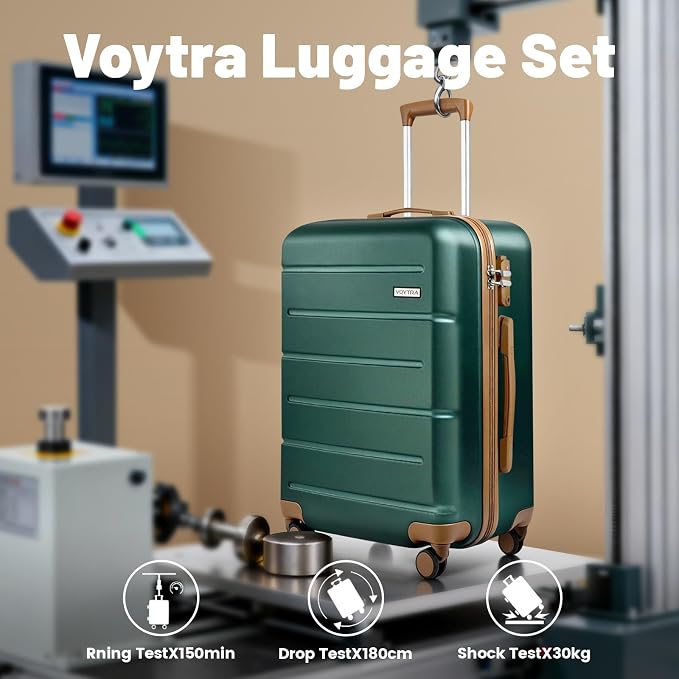 3-Piece Luggage Set with 20” Carry On, PC+ABS Hardside Suitcase with Spinner Wheels & TSA Lock, Easy-Control Rolling Suitcase for Business Trips & Weekend Getaways (Green) - Image 5