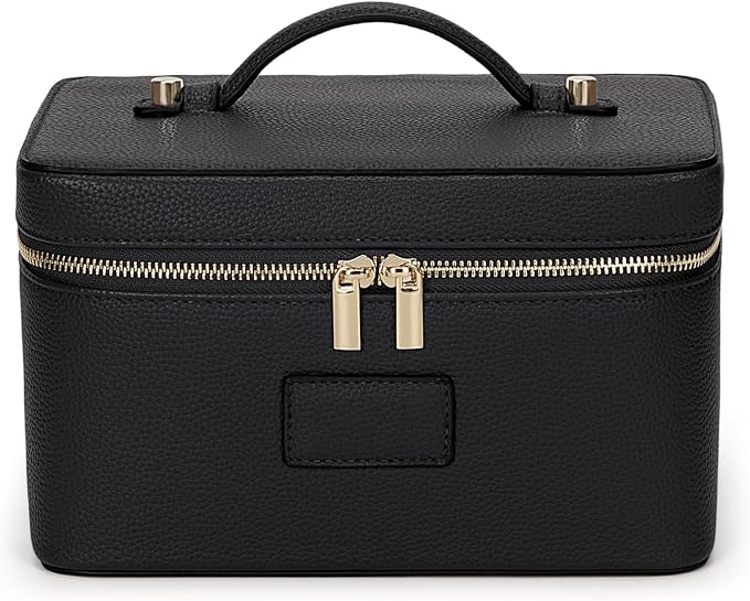 HiTotes Makeup Bag Large Vanity Case for Women Travel Cosmetic Bag Makeup Case Organizer Leather Travel Toiletry Bag by HiTotes