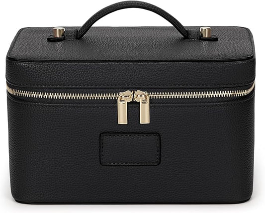 HiTotes Makeup Bag Large Vanity Case for Women Travel Cosmetic Bag Makeup Case Organizer Leather Travel Toiletry Bag by HiTotes