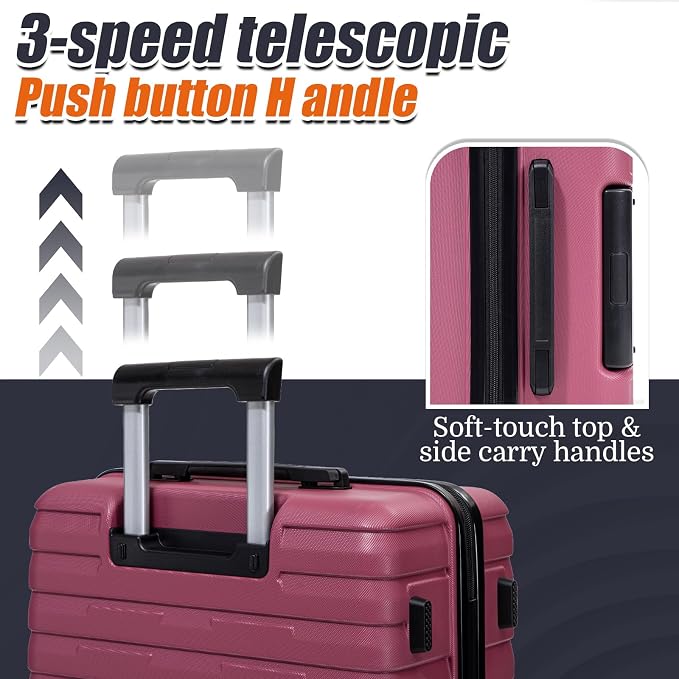 Cosbarn Luggage Sets 5 Piece Suitcases with Wheels, Suitcase Set ABS Hard Case Luggage with Spinner Wheels Durable Travel Luggage - Image 3
