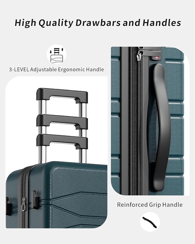 3 Piece Luggage Set, 20/24/28 Inch Expandable Luggage Sets with Spinner Wheels, ABS+PC Hardshell Suitcases, Suitcase Set with Double-Layer Explosion Zipper, TSA Lock - Image 6