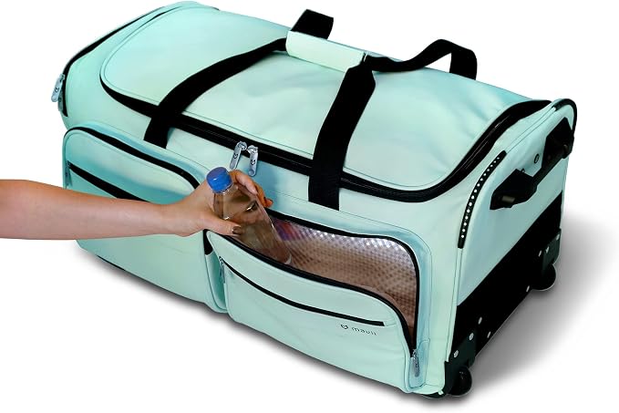 Mavii Dance Bag with Garment Rack, 28 Inch Rolling Duffel, Ideal for Competitions & Travel, Water-resistant/Wipe-clean Fabric, Lightweight Aluminum Rack, Wheeled Upright Luggage, Mint - Image 6