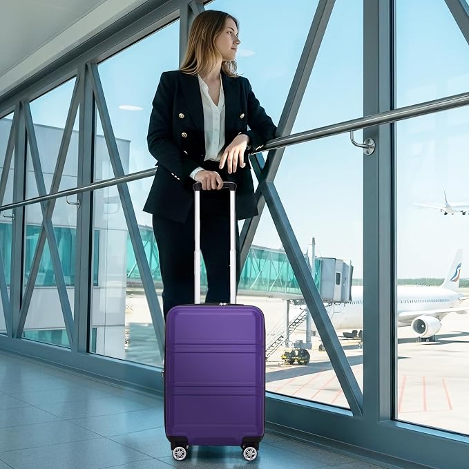 Kono Carry On Luggage 22x14x9 Airline Approved with Spinner Wheels | Lightweight PC+ABS 20 Inch Luggage with TSA Lock,Expandable Hard Shell Carry On Suitcases for Men Women,Purple - Image 2