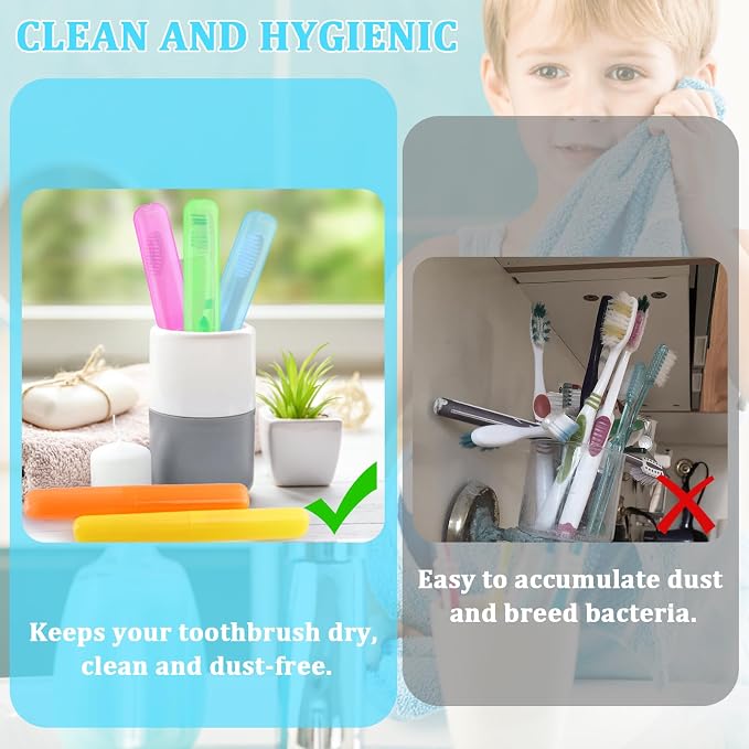SIKEMAY 150PCS Travel Toothbrush Holder Bulk, Back to School, Classroom Pencil Case for Kids, Toothbrush Case Cover for Travel, Bathroom, Indoor, Outdoor, Trip, Camping, School - Image 2