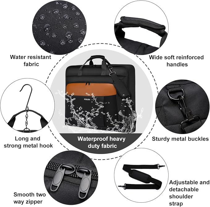 Garment Bag Travel Suit Bag Large 40-Inch Carry on Bag Up to 3 Suits,2 in 1 Hanging Luggage Bags, Fits 15.6Inch Laptop - Image 6