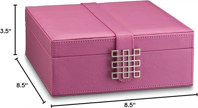 Glenor Co Earring Organizer - Classic 50 Section Jewelry Box/Case/Holder for Earrings, Rings, Necklaces, Jewelry, Cufflinks or Collections -2 Layer Small Compartments with Large Mirror - Pink - Image 9