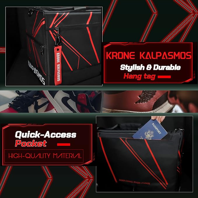 Sneaker Bag for Travel/Sneakerhead gift, A Multi-functional Travel Duffel Bag with 3 Adjustable Dividers, & Shoulder Strap,Made of Nylon, Krone Kalpasmos Signature Edition, Future Red - Image 4