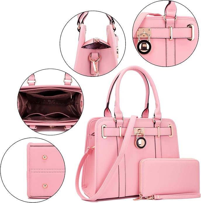 Qiyuer Structured Satchel Tote Handbags Set Women Purses with RFID Wallet | Premium, Sturdy, Spacious, Chic for Daily & Work, Vegan PU Leather, Multi-way Carry, Large Capacity RFID Wallet, Ideal Gift - Image 6