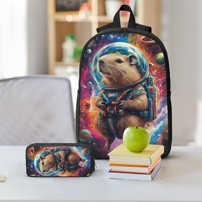 Animal Kid Backpack Set with Lunch Bag & Pencil Case Large Capacity School Bag 17 Inch Bookbag for Boy Girl - Image 8
