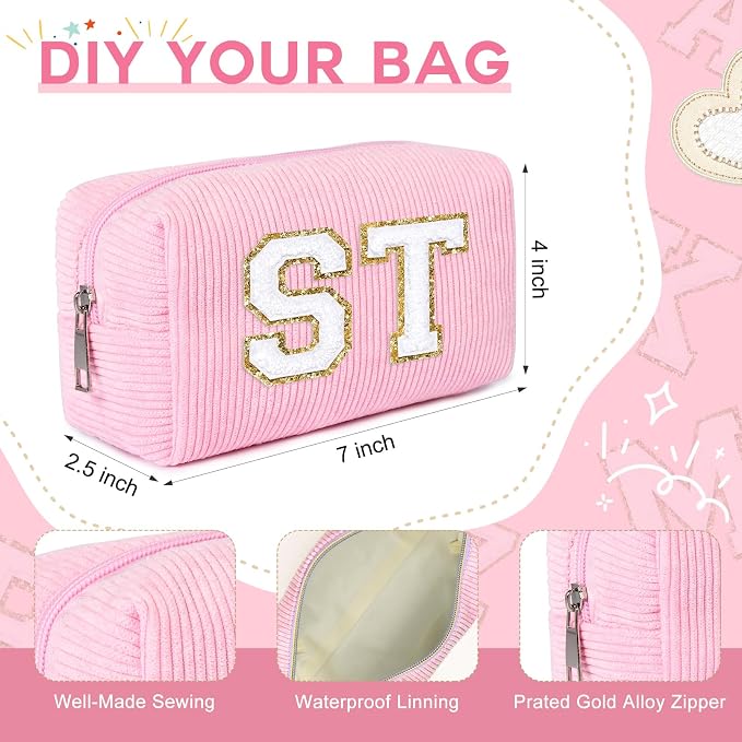 SOIDRAM 6PCS Bridesmaid Proposal Gifts Corduroy Pink makeup bag bulk for Wedding Party Favors Bachelorette party decorations Toiletry Organizer Bag Cosmetic Case Gift - Image 2