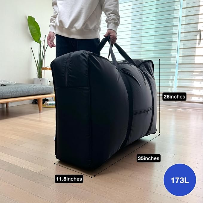 Plago Professional Quality Extra Large Nylon Duffel Bag – Lightweight, Foldable, Water-Repellent Cargo Bag for Travel & Camping, Folding Bike, Tent, Mattress, Blankets, and Closet Storage - Image 8