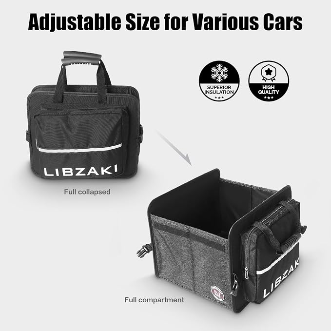LIBZAKI Car Trunk Storage Organizer, Collapsible Trunk Storage Box for Car Truck SUV-Black - Image 3