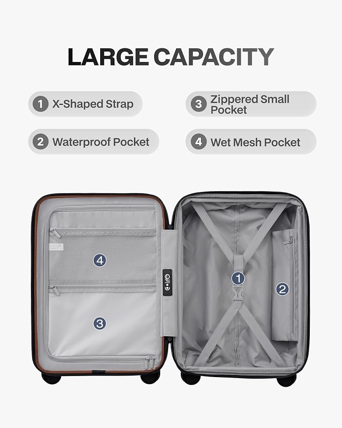 Coolife Luggage Sets Checked Suitcases - 2 Piece, Travel Carry on with Spinner Wheels, Expandable Hardside Large Suitcase with TSA Lock,20+29 Inch Orange - Image 6