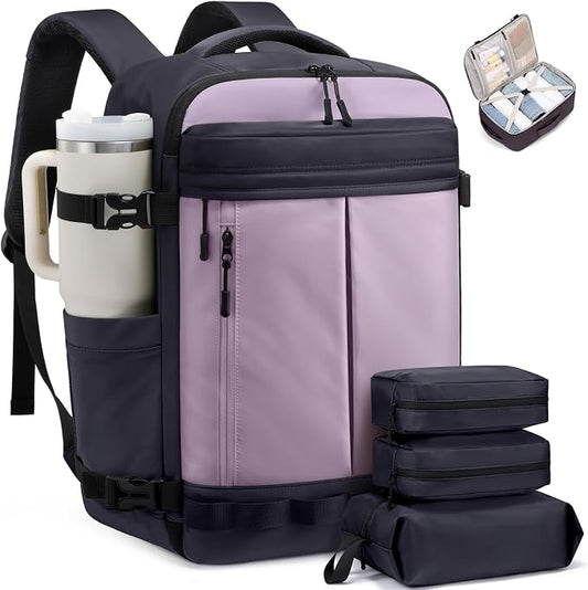 LOVEVOOK 40L Travel Backpack for Women Men, Airline Approved Carry On Luggage with 3 Cubes Accessories, TSA Personal Item Travel Cruise Essentials, Waterproof Weekender Overnight Bags fits 17" Laptop by LOVEVOOK