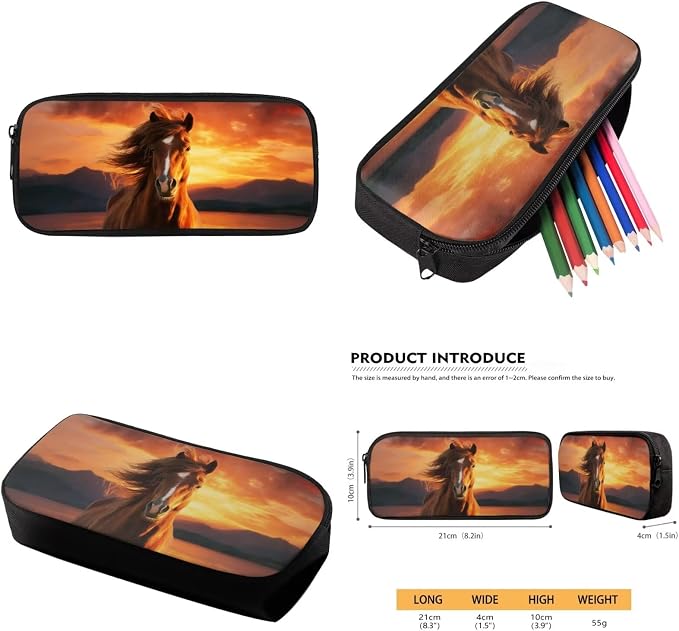 Horse Backpack with Lunch Box Kids Girls 6-8/8-10 Sunset Elementary School Bookbag for 4th Grade Primary Book Bags Lunch Bag Pencil Case Water Bottle Holder 4 in 1 Set Preschool Back Pack - Image 6