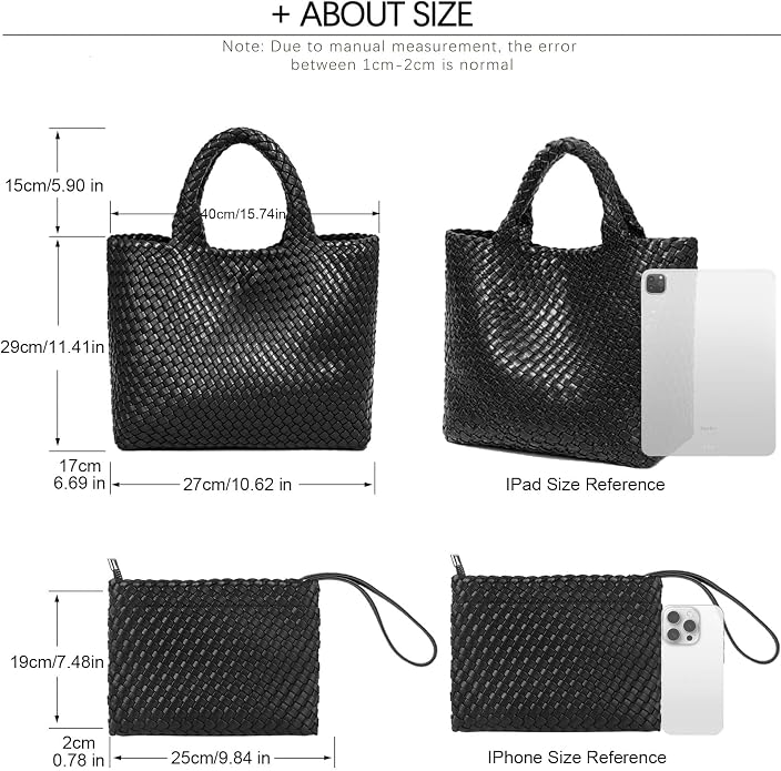 JINMANXUE Fashion Woven Bag Shopper Bag Travel Handbags and Purses Women Tote Bag Large Capacity Shoulder Bags - Image 4
