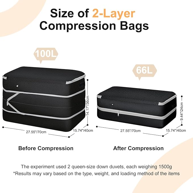 Comforter Storage Bag - Large Capacity Bedding Storage Bags Ultra Space Saving Self Compression Organizer, Washable Compression Bags for Storage Comforter Blanket Duvet Pillow, 2-Pack, Black - Image 2