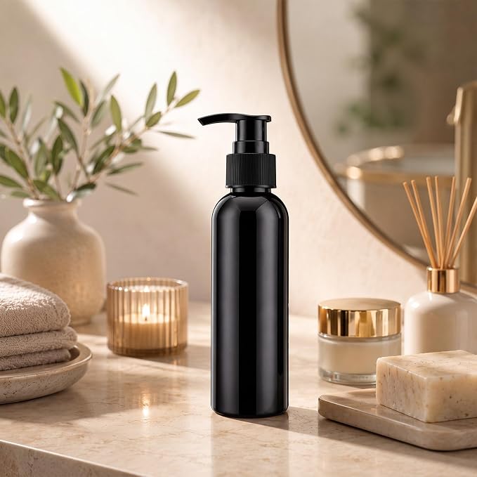 Nuenen 48 Pcs Refillable Empty Lotion Bottles 4oz/120ml Plastic Pump Bottles Conditioner Shampoo Dispenser Leak Proof Pump Container for Body Wash, Creams, Liquid Soap (Black) - Image 5