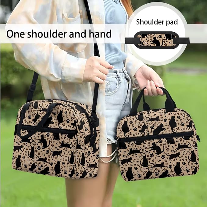 Black Cats Paw Brown Leopard School Backpack for Kids Schoolbag Knapsack Lunch Bag Pencil Box Water Bottle Holder Shoulder Crossbody Handbags Book Bags for Boys Girls Teens, 4 Pack - Image 3