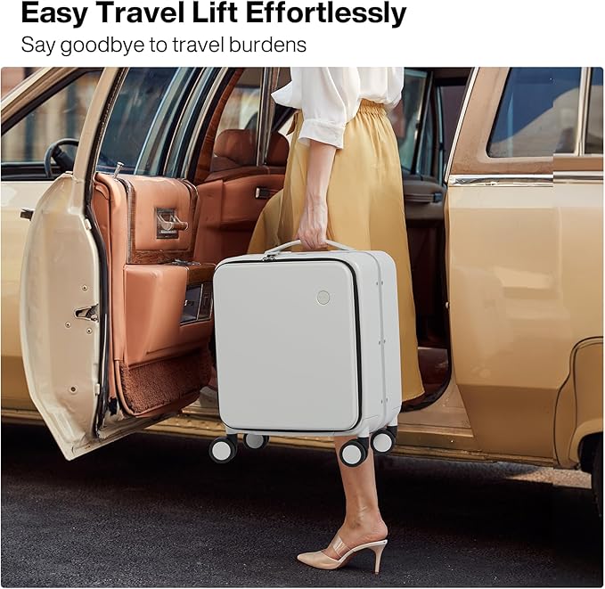 mixi 17x14x9 Carry On Luggage Underseat PC Hard Shell Suitcase Top Opening Aluminum Frame Travel Suitcases with Wheels, Smoke White - Image 2