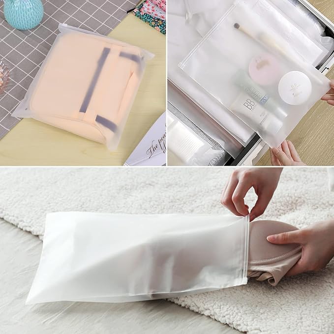 Frosted T Shirt Bags, 200PCS 9x12 inch Plastic Zip Bags for Clothes Packaging, Clothing Shipping, Bikini Swimsuit Bathing Suit Organizer, with Resealable Zipper & Vent Hole, 3 Mil - Image 8