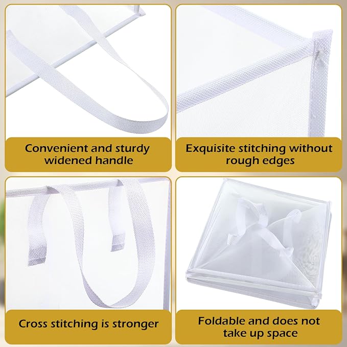Zopeal 6 Pack Popup Laundry Hamper 13 Inch Collapsible Laundry Baskets with Handles Mesh Clothes Baskets Portable Single Layer Foldable Clothes Hamper Square Bin for Washing (White,Single-layer) - Image 3