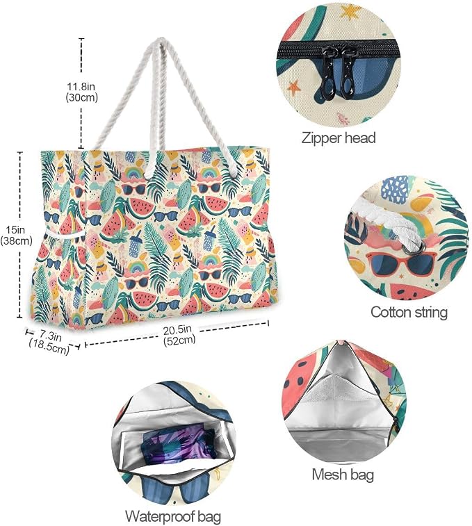 senya Large Beach Shoulder Bags Canvas Tote Water Resistant for Gym Travel Daily - Image 6